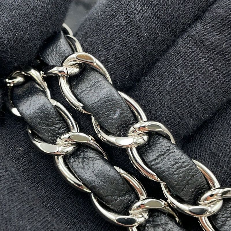 シャネル チェーンショルダーバッグ マトラッセ ココマーク ウルトラステッチ ダブルチェーン レザー CHANEL A50853 黒