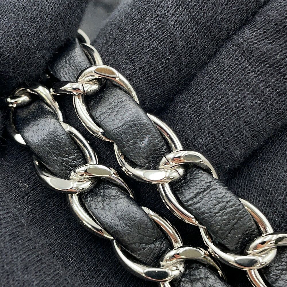 シャネル チェーンショルダーバッグ マトラッセ ココマーク ウルトラステッチ ダブルチェーン レザー CHANEL A50853 黒