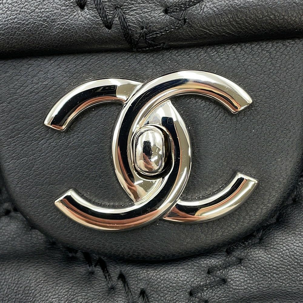 シャネル チェーンショルダーバッグ マトラッセ ココマーク ウルトラステッチ ダブルチェーン レザー CHANEL A50853 黒