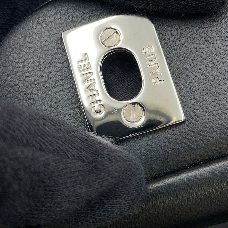 シャネル チェーンショルダーバッグ マトラッセ ココマーク ウルトラステッチ ダブルチェーン レザー CHANEL A50853 黒