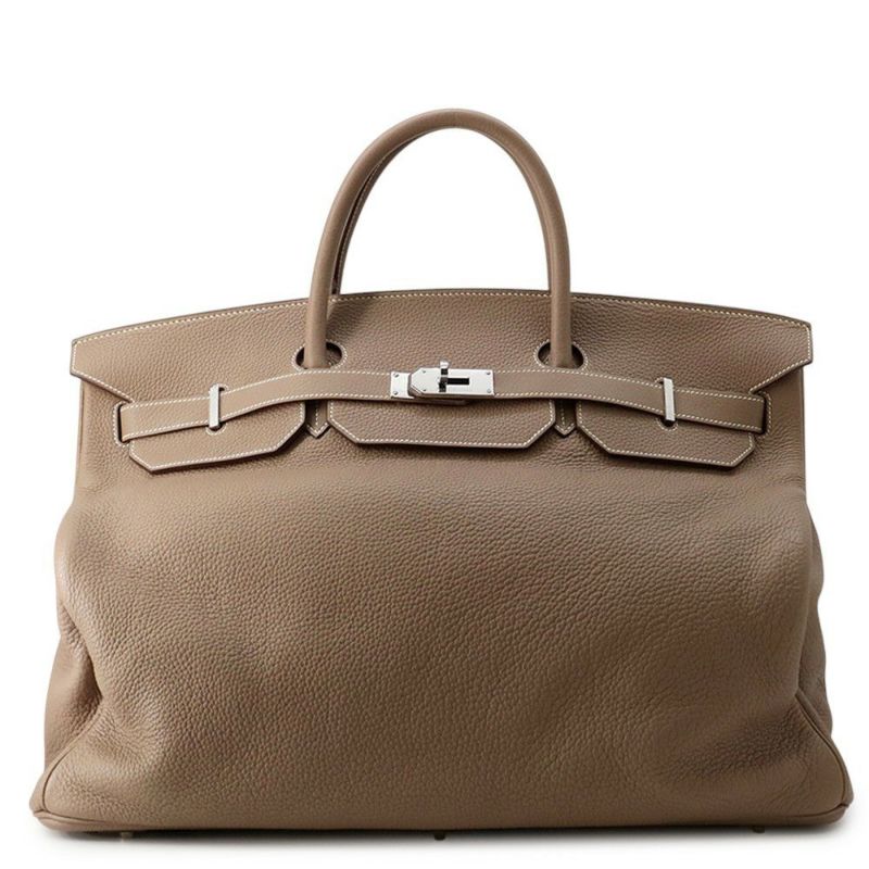 エルメス ハンドバッグ バーキン50 エトゥープ/シルバー金具 トリヨンクレマンス □I刻印 HERMES バッグ