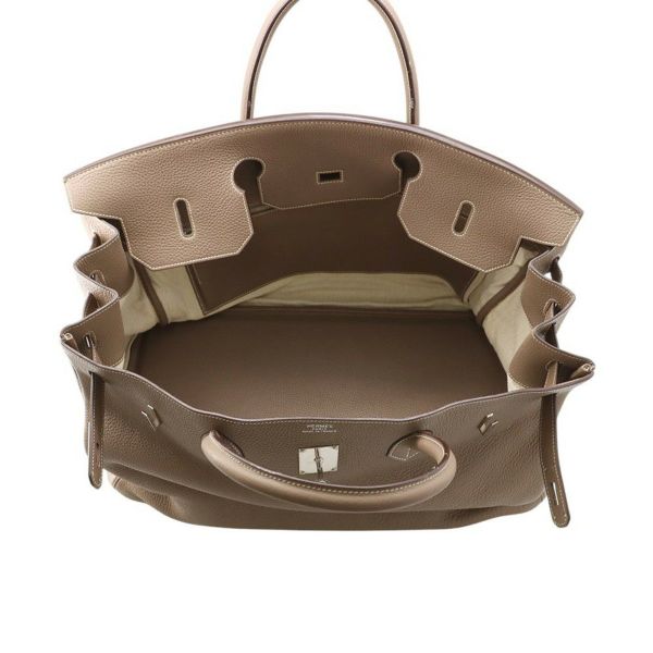 エルメス ハンドバッグ バーキン50 エトゥープ/シルバー金具 トリヨンクレマンス □I刻印 HERMES バッグ