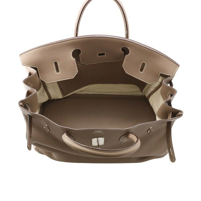 エルメス ハンドバッグ バーキン50 エトゥープ/シルバー金具 トリヨンクレマンス □I刻印 HERMES バッグ
