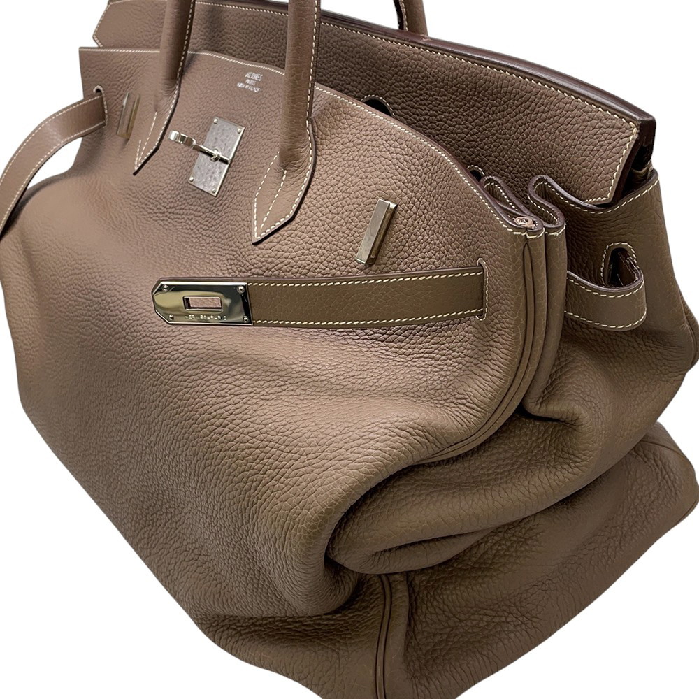 エルメス ハンドバッグ バーキン50 エトゥープ/シルバー金具 トリヨンクレマンス □I刻印 HERMES バッグ