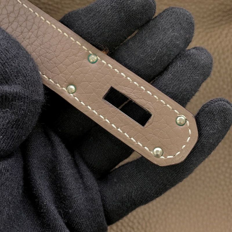 エルメス ハンドバッグ バーキン50 エトゥープ/シルバー金具 トリヨンクレマンス □I刻印 HERMES バッグ