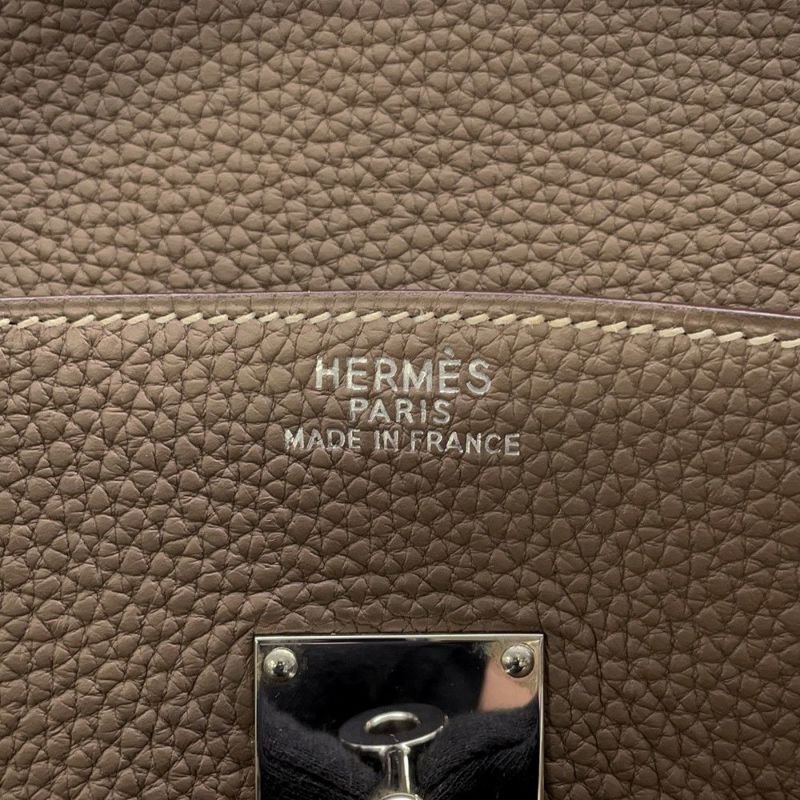 エルメス ハンドバッグ バーキン50 エトゥープ/シルバー金具 トリヨンクレマンス □I刻印 HERMES バッグ