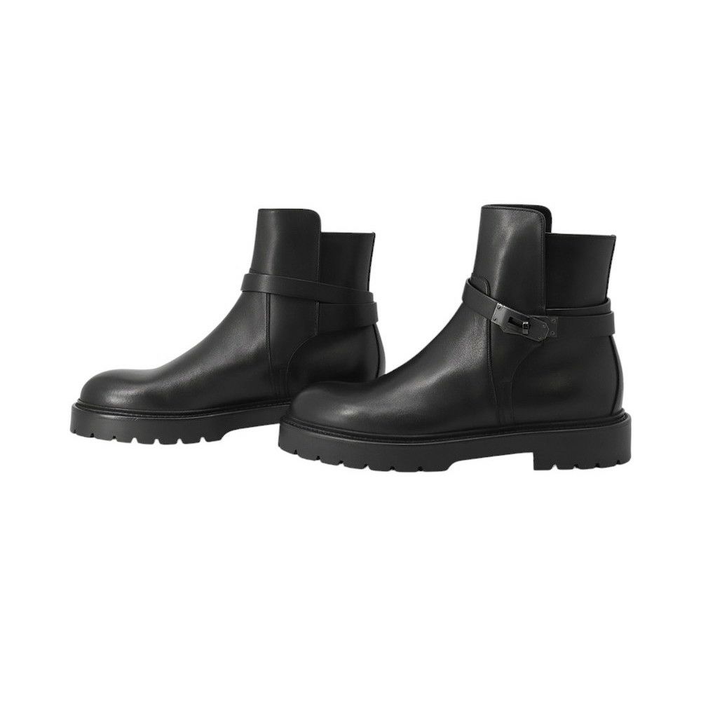 エルメス ショートブーツ ジェフ レザー メンズサイズ41 HERMES 靴 黒