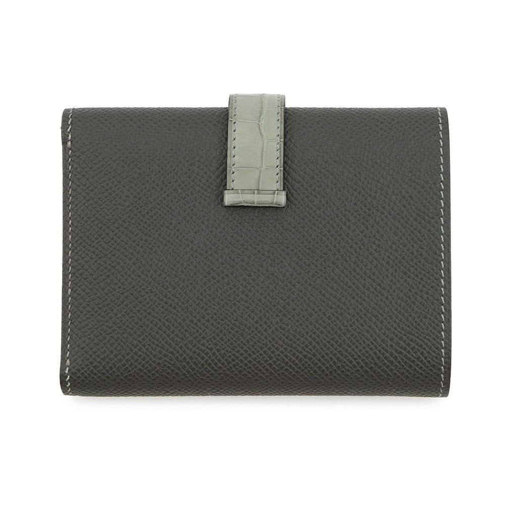 エルメス 三つ折り財布 ベアン コンビネ タッチ グラファイト/グリシマン/シルバー金具 エプソン/アリゲーターマット B刻印