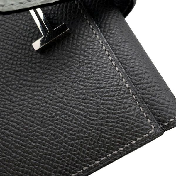 エルメス 三つ折り財布 ベアン コンビネ タッチ グラファイト/グリシマン/シルバー金具 エプソン/アリゲーターマット B刻印