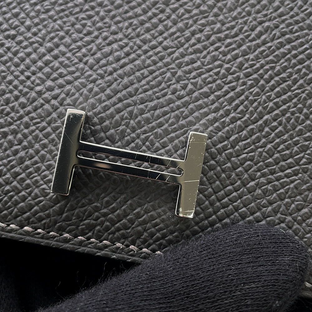エルメス 三つ折り財布 ベアン コンビネ タッチ グラファイト/グリシマン/シルバー金具 エプソン/アリゲーターマット B刻印