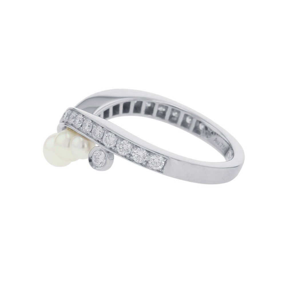 ショーメ リング ジョゼフィーヌ エグレット ダイヤ 24P 計0.40ct/養殖アコヤパール 3P 計1.05ct K18WG サイズ50 083290