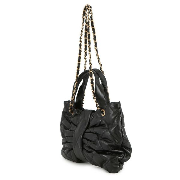 シャネル ハンドバッグ マトラッセ ココマーク リボン ボウ バッグ ラムスキン AS5851 CHANEL 黒 2way