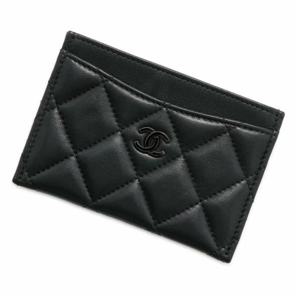 シャネル カードケース クラシック マトラッセ ココマーク ラムスキン AP0213 CHANEL 定期入れ 名刺入れ パスケース 黒