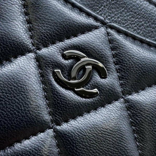 シャネル カードケース クラシック マトラッセ ココマーク ラムスキン AP0213 CHANEL 定期入れ 名刺入れ パスケース 黒