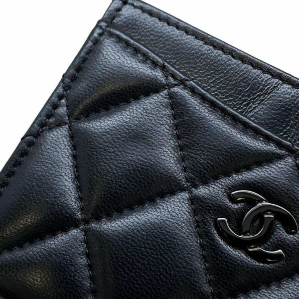 シャネル カードケース クラシック マトラッセ ココマーク ラムスキン AP0213 CHANEL 定期入れ 名刺入れ パスケース 黒