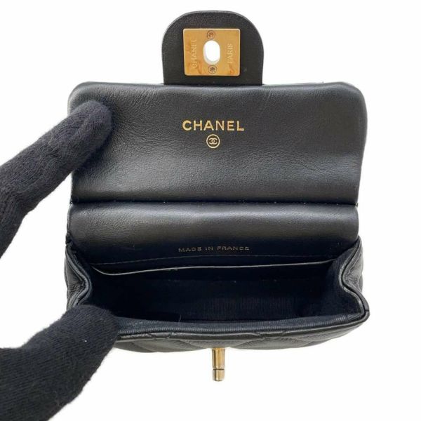 シャネル チェーンウォレット マトラッセ ココマーク ミニ ラムスキン AP2271 CHANEL 黒 ミニバッグ 財布