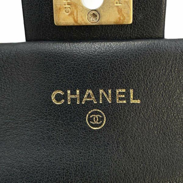 シャネル チェーンウォレット マトラッセ ココマーク ミニ ラムスキン AP2271 CHANEL 黒 ミニバッグ 財布