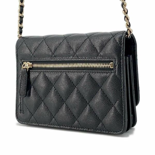 シャネル チェーンウォレット ココマーク マトラッセ キャビアスキン AP1649 CHANEL 財布 黒