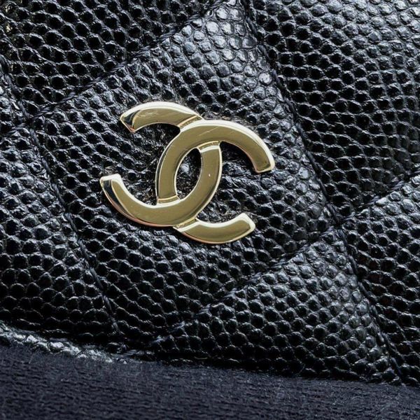 シャネル チェーンウォレット ココマーク マトラッセ キャビアスキン AP1649 CHANEL 財布 黒