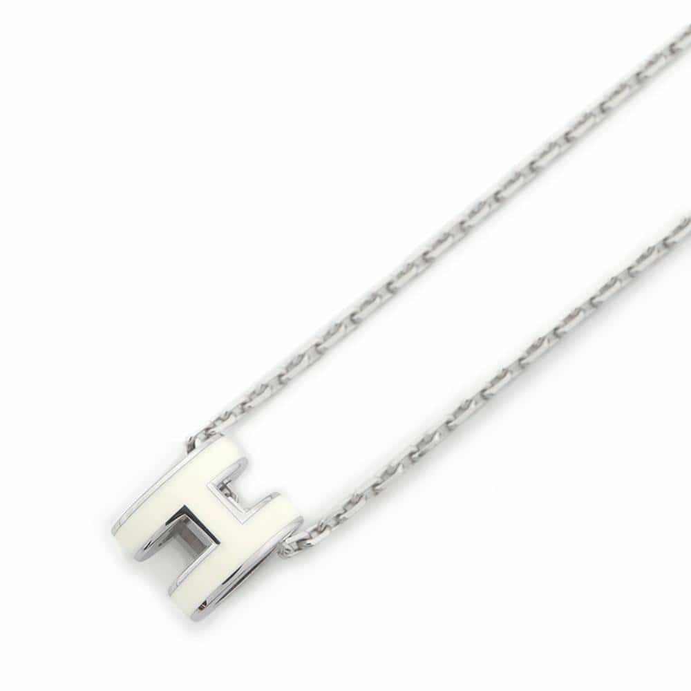 美品】エルメスミニポップアッシュシルバー×ホワイト - ピアス(両耳用)