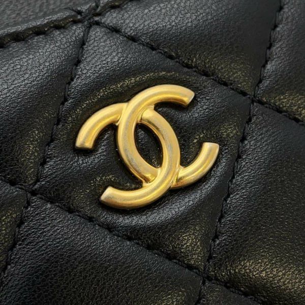 シャネル 長財布 マトラッセ シンボルチャーム ココマーク ラムスキン CHANEL ポーチ 財布 黒