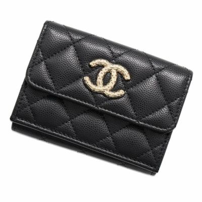 シャネル 三つ折り財布 マトラッセ ココマーク コンパクトウォレット キャビアスキン AP4084 CHANEL 財布 黒 | 中古・新品 ブランド販売ギャラリーレア公式通販