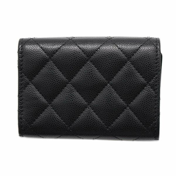 シャネル 三つ折り財布 マトラッセ ココマーク コンパクトウォレット キャビアスキン AP4084 CHANEL 財布 黒