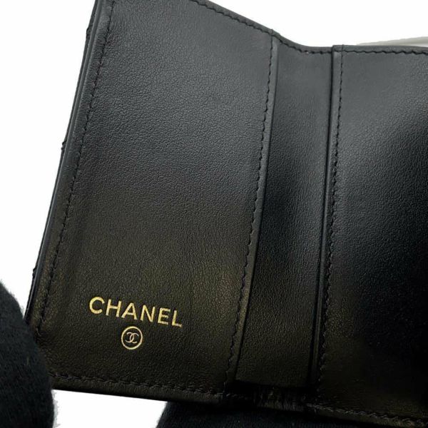 シャネル 三つ折り財布 マトラッセ ココマーク コンパクトウォレット キャビアスキン AP4084 CHANEL 財布 黒