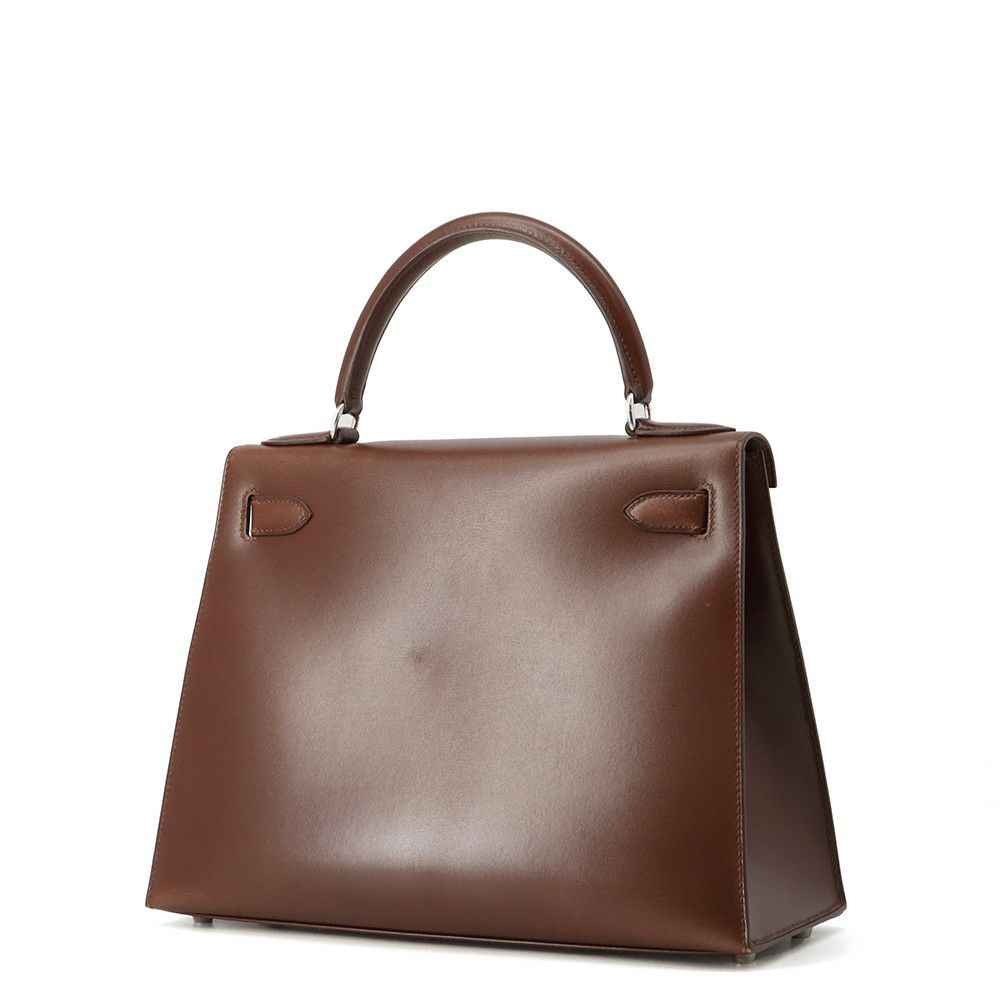 エルメス ハンドバッグ ケリー28 外縫い ノワゼット/シルバー金具 ボックスカーフ □D刻印 2wayショルダー