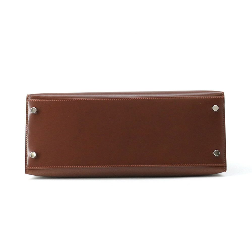 エルメス ハンドバッグ ケリー28 外縫い ノワゼット/シルバー金具 ボックスカーフ □D刻印 2wayショルダー