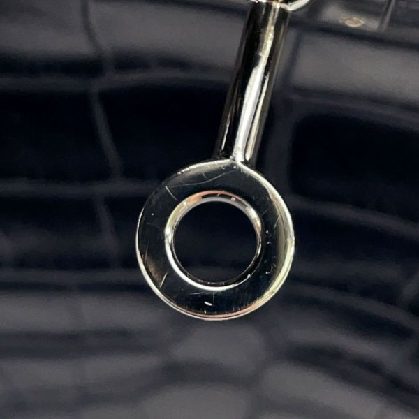 エルメス バーキン25 ブルーマリン/シルバー金具 アリゲーターマット X刻印 HERMES Birkin ハンドバッグ