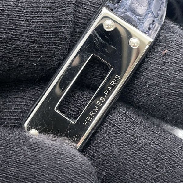 エルメス バーキン25 ブルーマリン/シルバー金具 アリゲーターマット X刻印 HERMES Birkin ハンドバッグ