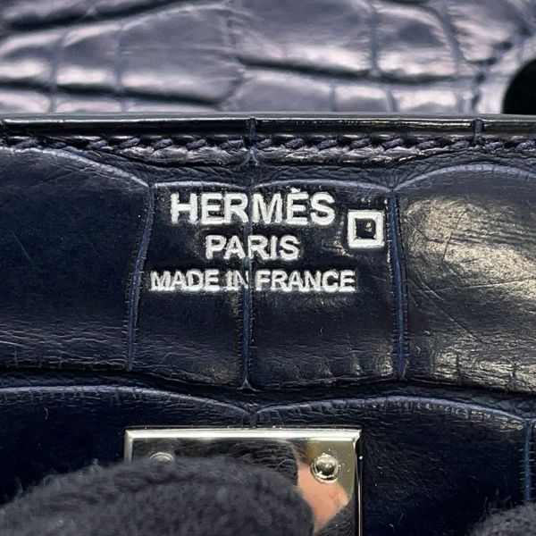 エルメス バーキン25 ブルーマリン/シルバー金具 アリゲーターマット X刻印 HERMES Birkin ハンドバッグ
