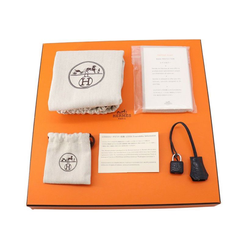 エルメス バーキン25 ブルーマリン/シルバー金具 アリゲーターマット X刻印 HERMES Birkin ハンドバッグ