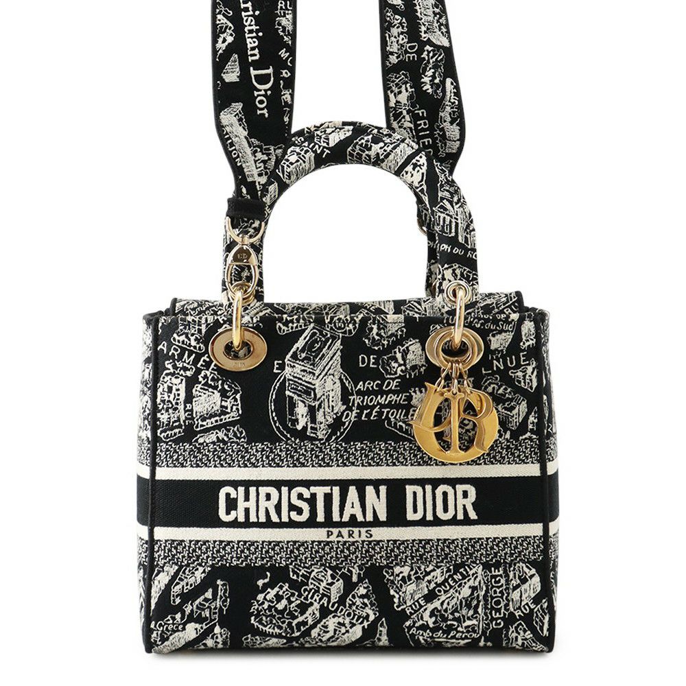 クリスチャン・ディオール ハンドバッグ レディディーライト Plan de Paris ミディアム M0565OOMP_M993 2way 黒