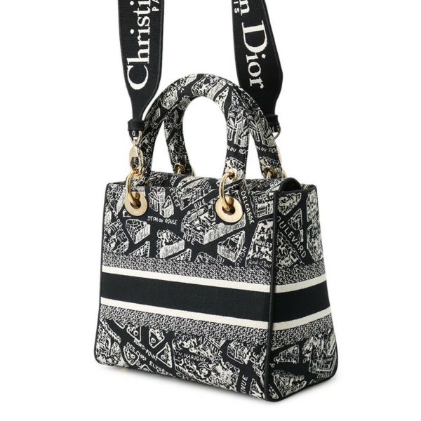 クリスチャン・ディオール ハンドバッグ レディディーライト Plan de Paris ミディアム M0565OOMP_M993 2way 黒