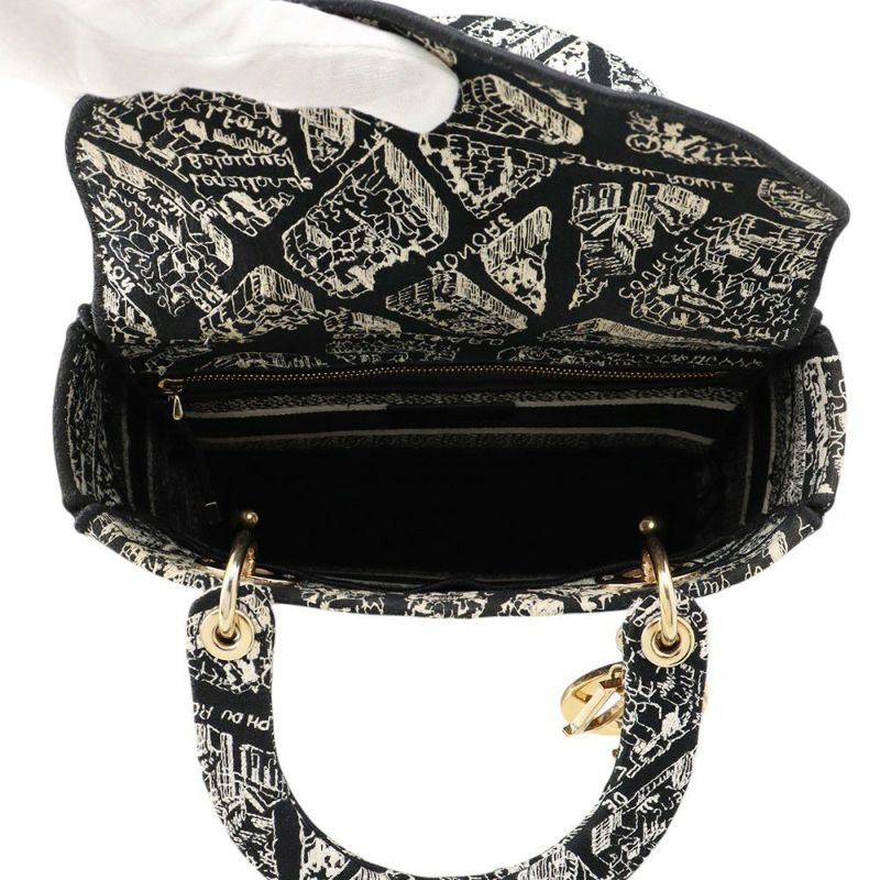 クリスチャン・ディオール ハンドバッグ レディディーライト Plan de Paris ミディアム M0565OOMP_M993 2way 黒