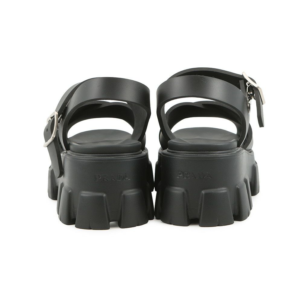 プラダ サンダル モノリス ラバー レディースサイズ38 1X382N PRADA 靴 黒