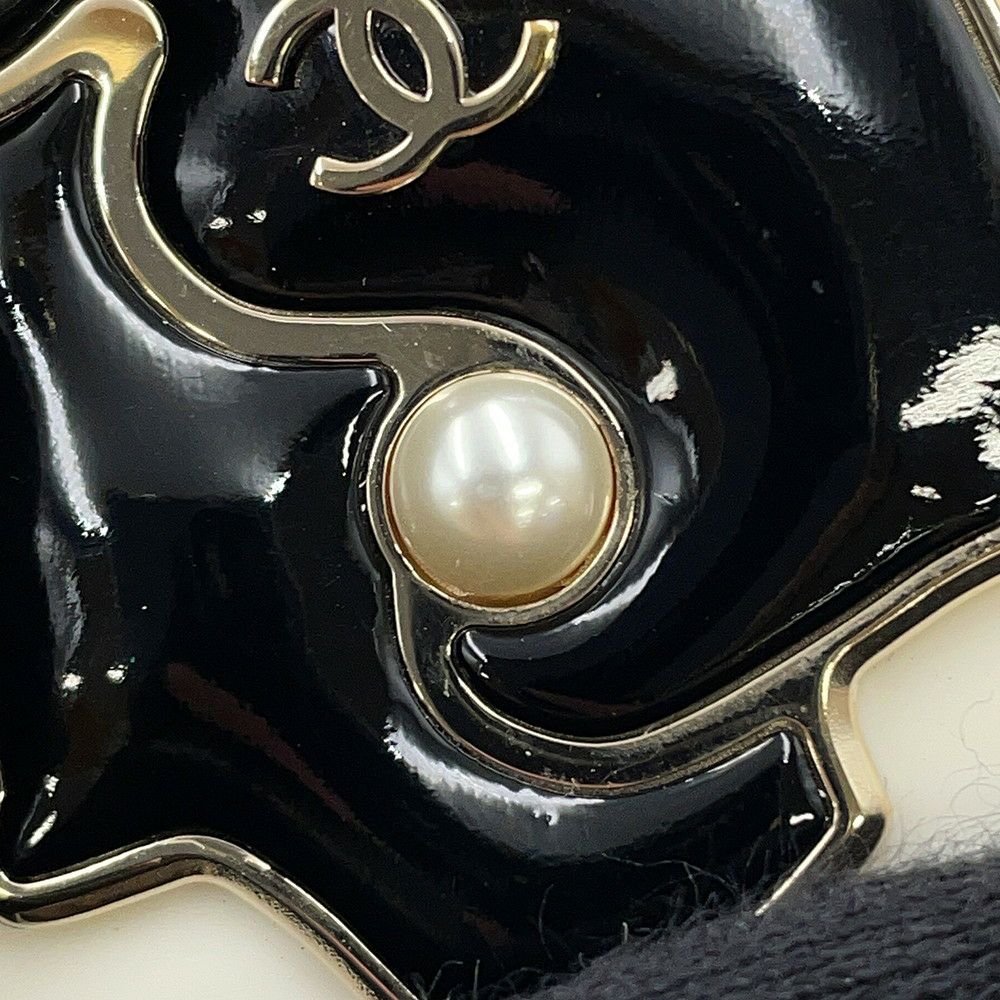 シャネル ブローチ ココマーク マドモアゼル プラスチック フェイクパール G18B CHANEL アクセサリー 白 黒