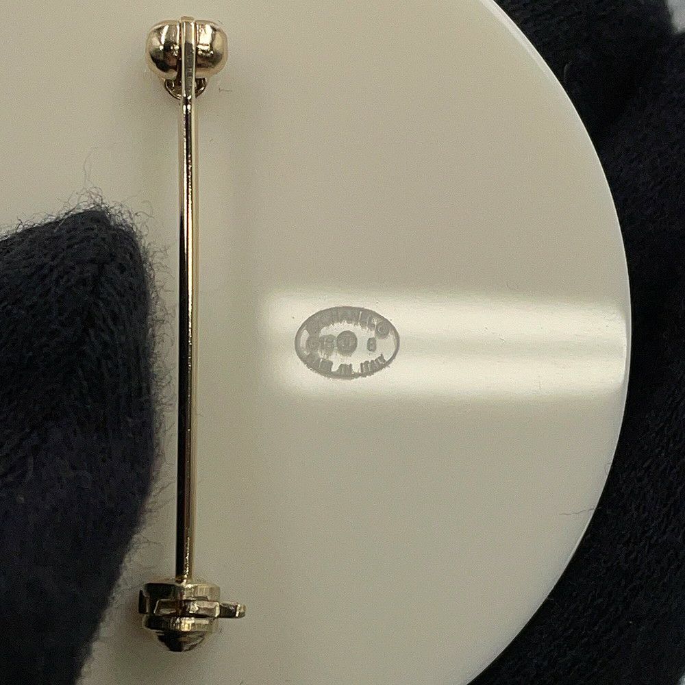 シャネル ブローチ ココマーク マドモアゼル プラスチック フェイクパール G18B CHANEL アクセサリー 白 黒