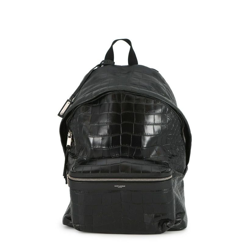 サンローランパリ バックパック シティ CITY クロコ型押しレザー 534967 SAINT LAURENT PARIS リュックサック 黒