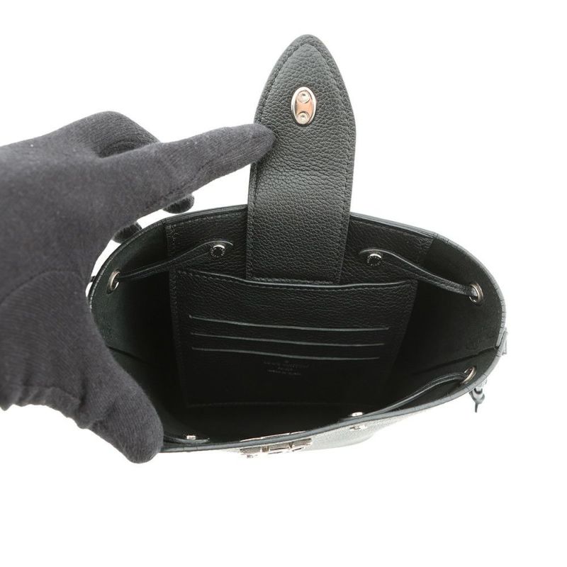 ルイヴィトン ショルダーバッグ カーフレザー ナノ ロックミー バケット M68709 LOUIS VUITTON ヴィトン バッグ 黒 ブラック