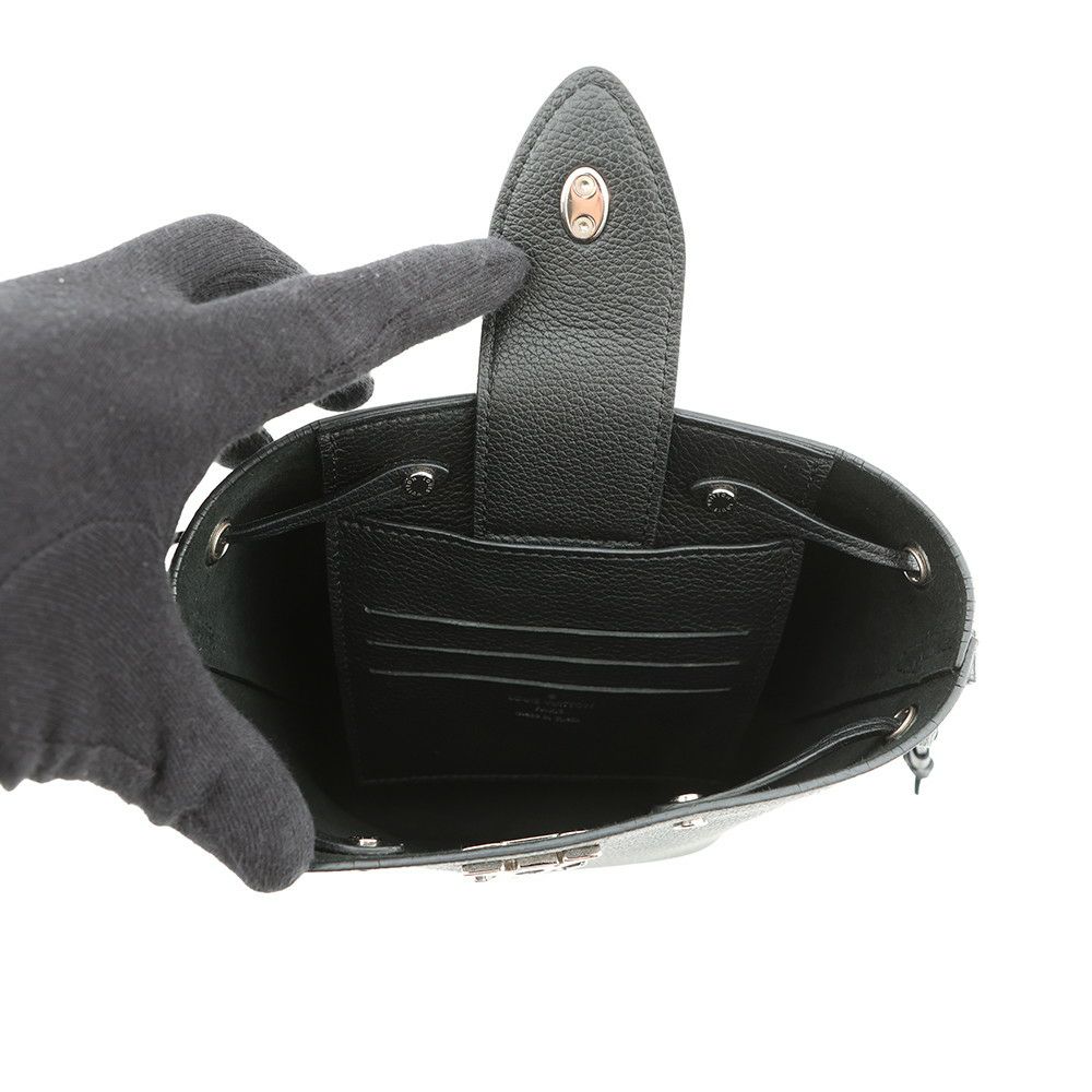 ルイヴィトン ショルダーバッグ カーフレザー ナノ ロックミー バケット M68709 LOUIS VUITTON ヴィトン バッグ 黒 ブラック
