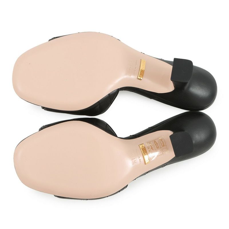 グッチ サンダル GGマーモント ミュール レザー レディースサイズ34 1/2 674839 GUCCI 靴 黒