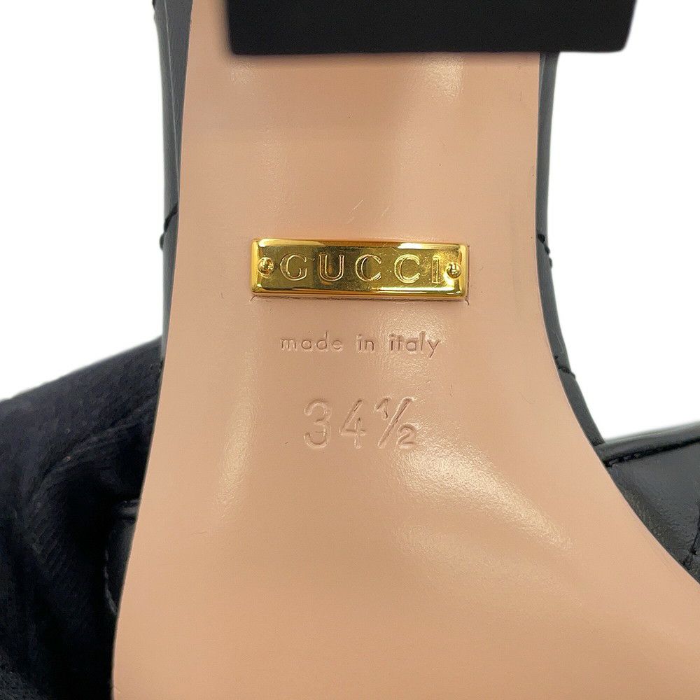 グッチ サンダル GGマーモント ミュール レザー レディースサイズ34 1/2 674839 GUCCI 靴 黒