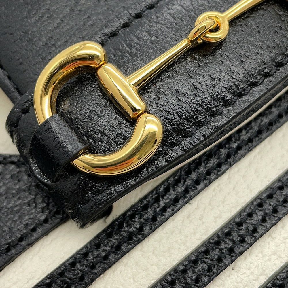 グッチ ショルダーバッグ ホースビット1955 アディダスコラボ レザー 659574 GUCCI 白 黒