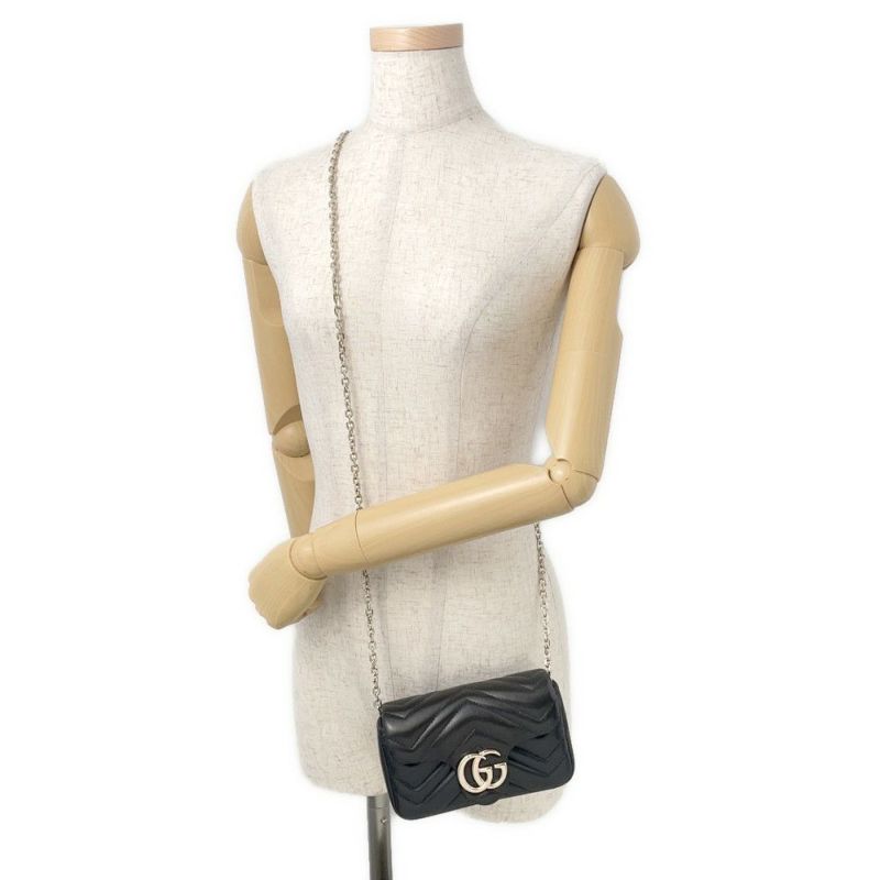 グッチ ショルダーバッグ GGマーモント キルティング ミニ レザー 841290 GUCCI バッグ 黒