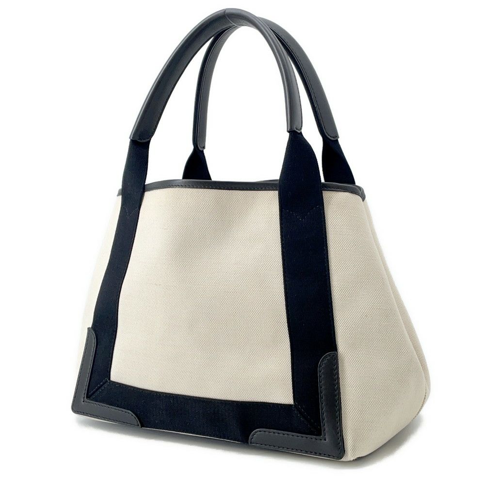 バレンシアガ トートバッグ ネイビーカバス S ポーチ付 339933 BALENCIAGA 黒 白