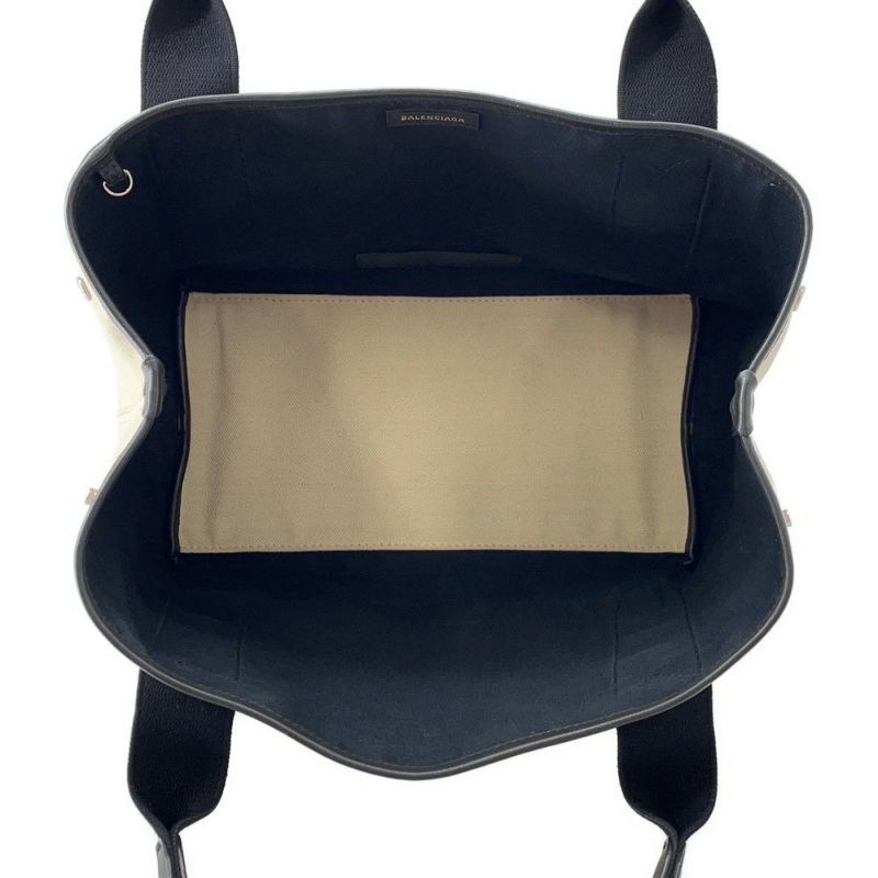 バレンシアガ トートバッグ ネイビーカバス S ポーチ付 339933 BALENCIAGA 黒 白