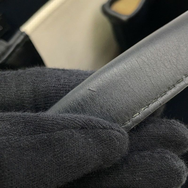 バレンシアガ トートバッグ ネイビーカバス S ポーチ付 339933 BALENCIAGA 黒 白